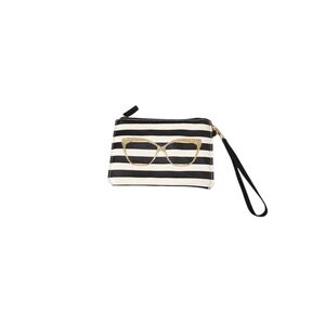 Betsey Johnson Striped Wristlet with Gold Glasses